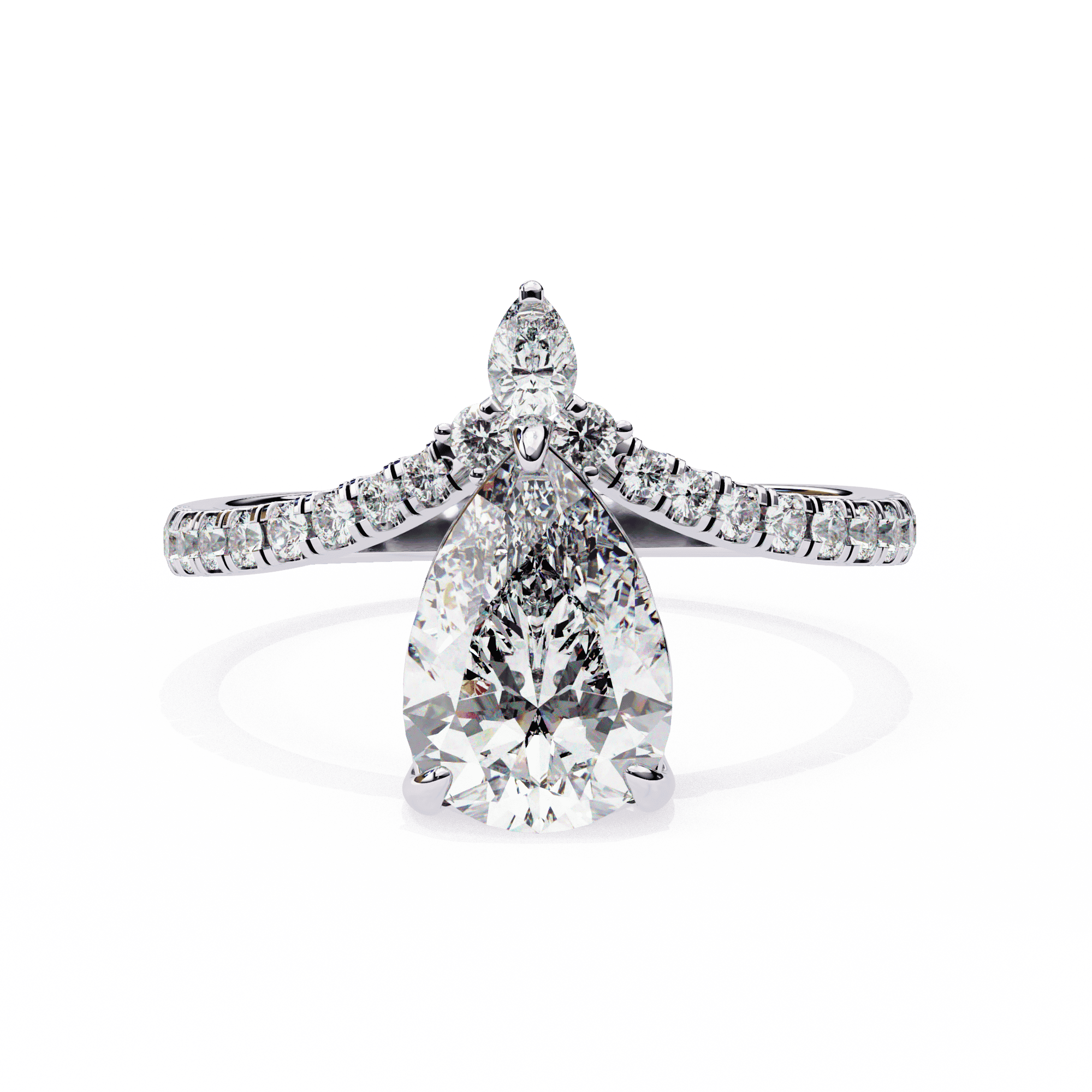 Pear-Shaped Diamond Engagement Ring with Diamond Band